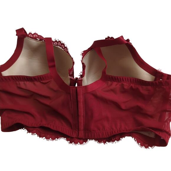 Lane Bryant Cacique size 46C Lace Longline Bra Balconette Red Sexy Valentine - Picture 2 of 4